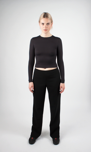 Black Trousers With Elasticated Waist And Zippers