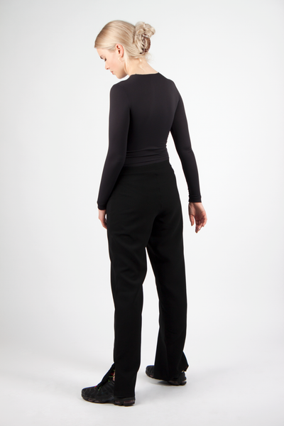 Black Trousers With Elasticated Waist And Zippers